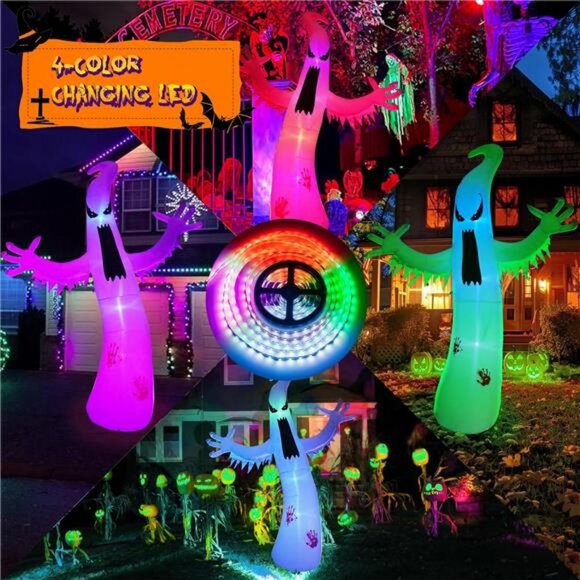 12ft High Halloween Inflatable Ghost Outdoor Decoration, Halloween Blow - Picture 3 of 7